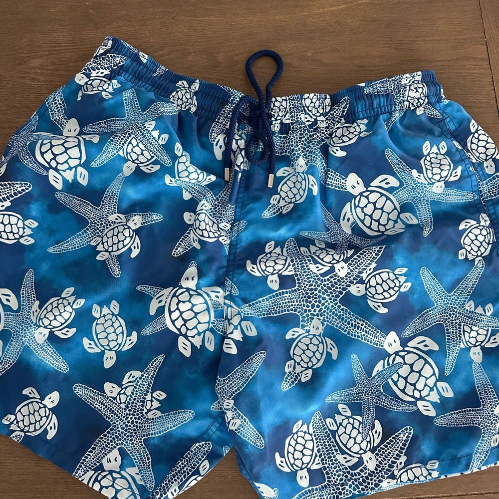 Vilebrequin Blue Turtle Print Swim Trunks